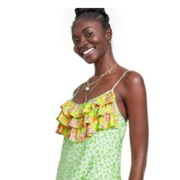 RIXO by Target Green Leopard/Floral Midi Dress - Picture 2 of 6